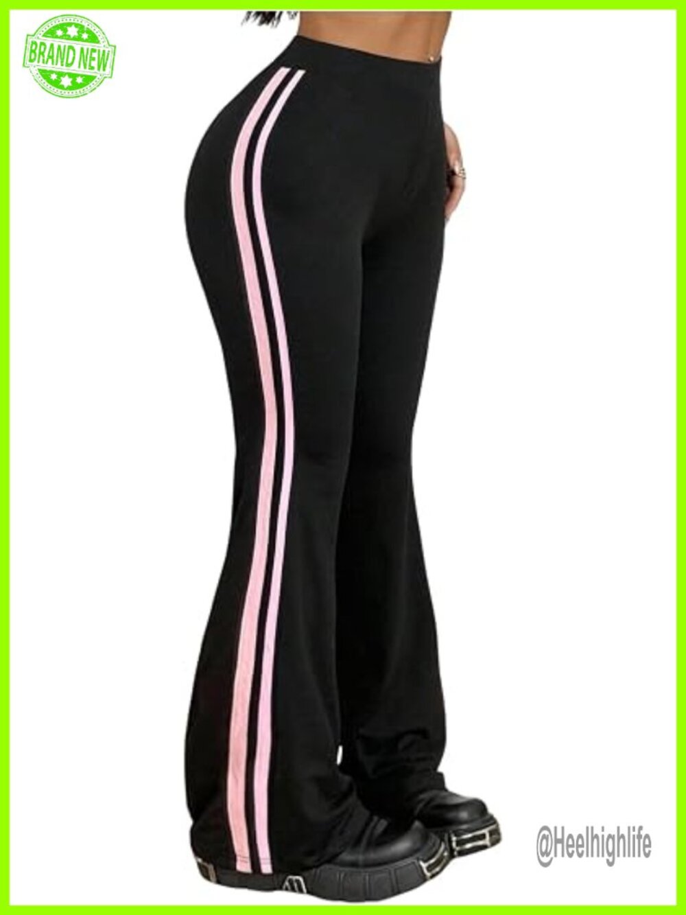 High Waisted Flare Yoga Leggings Striped Workout Pants